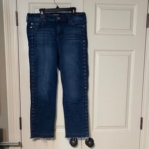 Liverpool Dark Blue Cropped Jeans with Side Eyelets